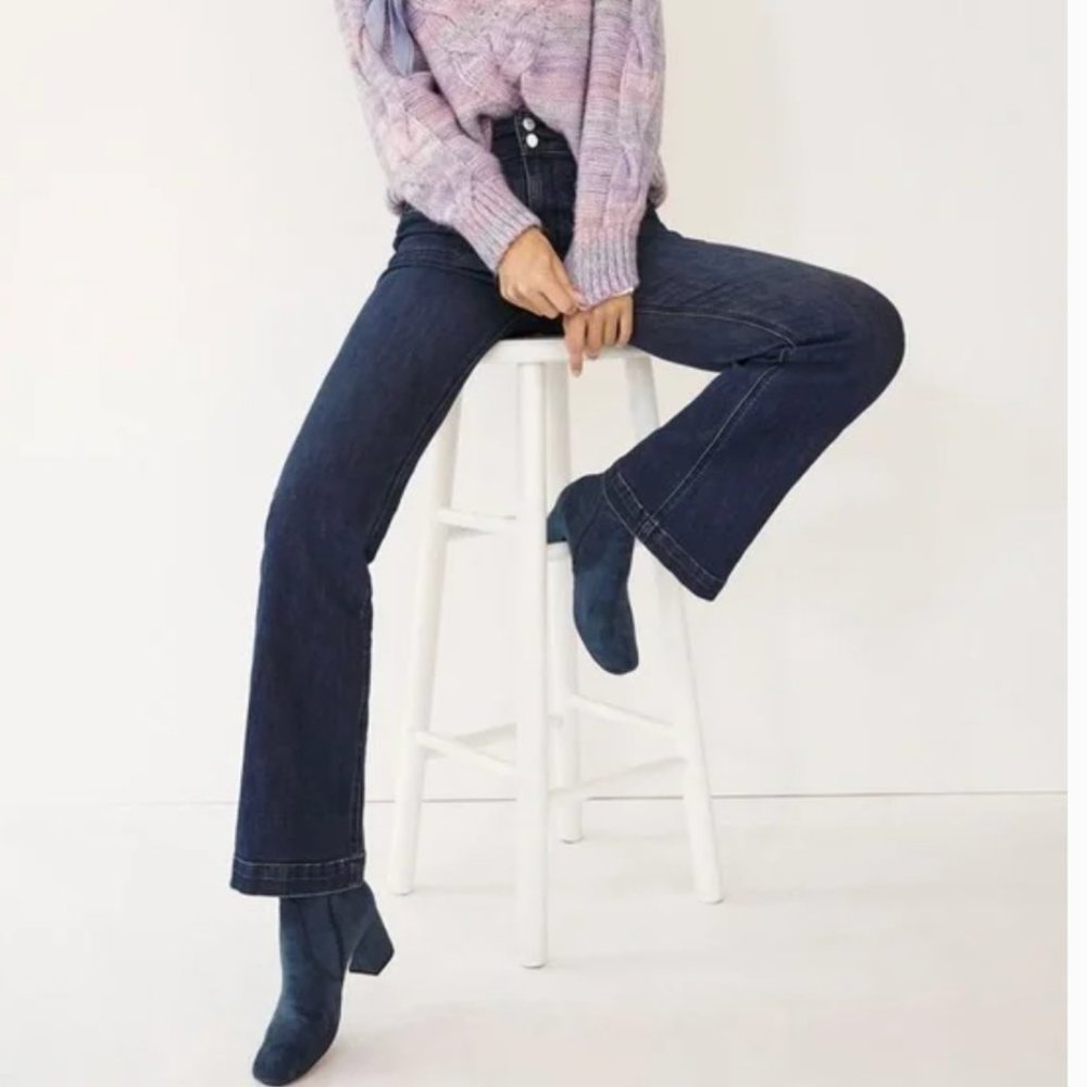 Anthropologie X Pilcro Ultra High-Rise Bootcut Jeans Zipper Pocket Flare